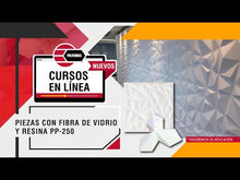 Cargar y reproducir el video en el visor de la galería, Creación de piezas con fibra de vidrio y resina PP-250
